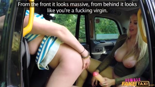 Amateur Lesbians Enjoy a Dildo and 69 in a Taxi - passionate whores in HD BIGWHORE.COM