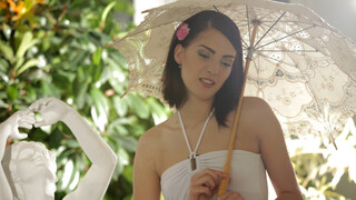 Thong-Clad Brunette Gives Blowjob Outdoors - Garden Of Love - passionate whores in HD BIGWHORE.COM