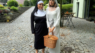 Nun Costume Trio Does Anything for Charity: Fanta Sia, Christina Santes, Charlie Dean - HD में उत्तेजित वेश्याएं BIGWHORE.COM