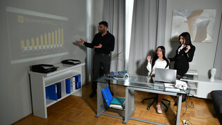Rampant Realtors: Martina & Emily's Strap-On Adventure in the Office - gái điếm đam mê ở HD BIGWHORE.COM